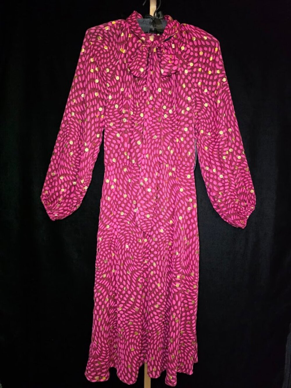 NWT Scoop Long Sleeve Neck Tie Midi Dress S